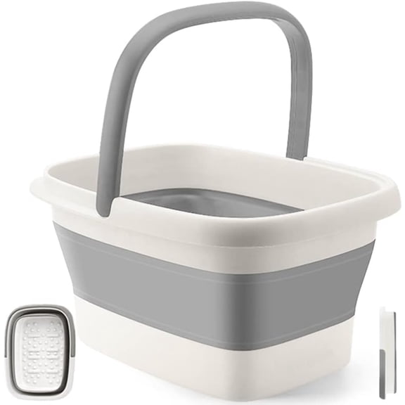 15L Collapsible Foot Basin, Collapsible Bucket for Cleaning Mop,Gray