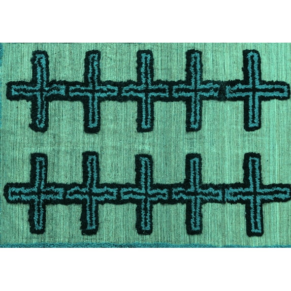 Ahgly Company Indoor Rectangle Southwestern Turquoise Blue Country Area Rugs, 8' x 12'