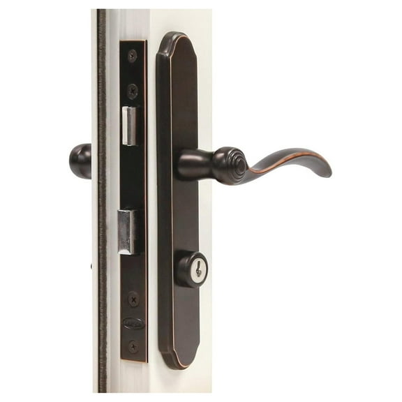 Certified Storm Door Revere Mortise Aged Bronze Handle Set, Storm Door Handle Replacement with Keyed Deadbolt