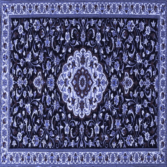 Ahgly Company Indoor Square Medallion Blue Traditional Area Rugs, 7' Square