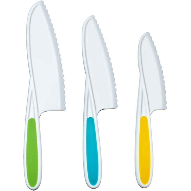 3 Piece Nylon Knives for Kids Kids Nylon Knife Set Kid Safe Knives for  Cooking & Cutting Kitchen Lettuce & Salad Knives Kids Serrated Knife in 3  Sizes & Colors Plastic Knifes