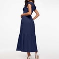 thumbnail image 2 of Vestido largo con mangas con volantes y pliegues para mujer - Extralargo informal con bolsillos, 2 of 8