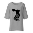 thumbnail image 4 of BOOMILK Easter T Shirts for Women Plus Size 3/4 Sleeve Crew Neck Linen Tops Loose Trendy Rabbit Bunny Graphic Tees, 4 of 5