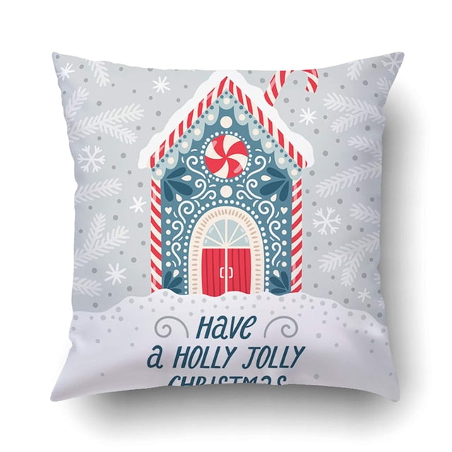 Funda de almohada ABPHQTO Navidad Invierno Con Linda Casa 50x50 cm
