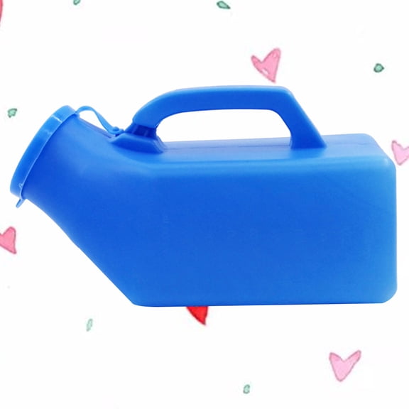 PENIKOKO 1Pc Leak Proof Blue Urinal Bottle with Attached Lid for Men Durable Portable 800ml Capacity