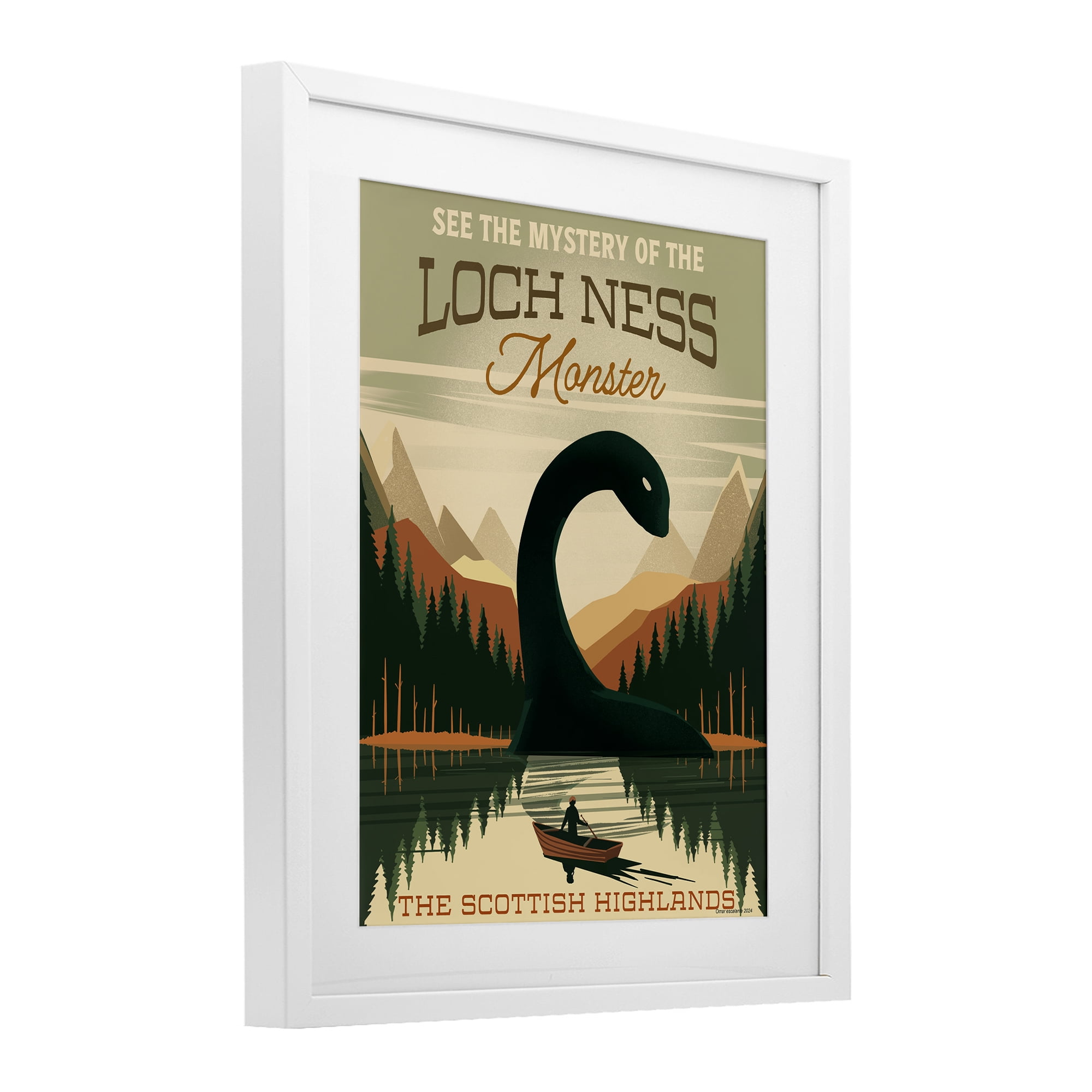 Stupell Industries Folklore Monster Tourism White Framed Print Under Glass, design by Omar Escalante