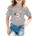 thumbnail image 1 of PMVFHDE T-Shirt pour Filles T-Shirts pour Filles T-Shirts pour Filles Graphiques Hauts d'Été pour Filles 2025 Imprimé pour Enfants Col Rond Manches Courtes T-Shirt Gris, 2-3 Ans, 1 of 4