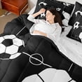 thumbnail image 4 of Manfei Soccer Ball Game 7-Piece Twin Bedding Sets for Children Teens Boys,Sport Theme Bedding Comforter Set,Black White Breathable Sheet Sets,Ultra Soft Home Decor,Reversible, 4 of 8