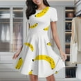 thumbnail image 2 of Yellow Bananas White Background Pattern Women's Classic Swing Skater Dress Casual Work Party Cocktail Dresses, 2 of 6