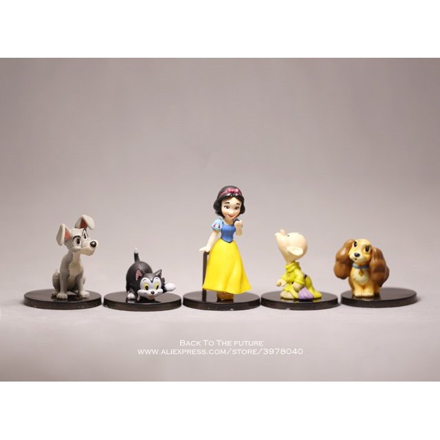 Disney-minifigura de acción de Blancanieves para niños, figura de colección de Anime, modelo de juguete, 3-7cm, 5 unids/set/Set Gong Bohan LED