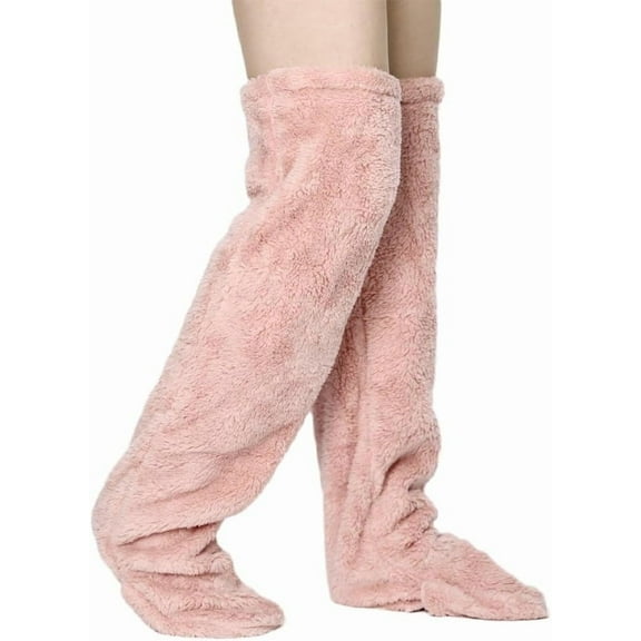 Goose Down Christmas Knee Socks, Plush Stockings with Soft Cozy Over-The-Knee Long Tube Design for Cold Weather, Holiday Gift Socks for Women Men