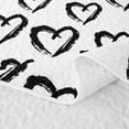 thumbnail image 5 of Erosebridal Love Heart Graffiti Bed Spread Queen for Girls, Brush Stroke Print Queen Coverlet Set, Black White, 3pcs, 5 of 7