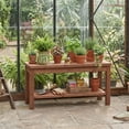 thumbnail image 2 of Ktaxon 40in Wooden Storage Bench with Shoe Rack, Solid Fir Wood Slatted Seat Bench for Entryway Living Room, Brown, 2 of 9