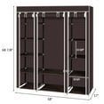thumbnail image 5 of 68" Portable Closet Wardrobe with Cover, Heavy Duty Clothes Rack Organizer with Hanging Rods, Storage Shelves for Hanging Clothes, Bedroom and Travel, Dark Brown, 5 of 5