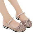 thumbnail image 3 of LNMQLPDBS Toddler Dress Shoes Soft Sole Shining Decoration Performance Dance Shoes for Girls Lightweight Non-Slip Low Heels Shoes Princess Shoes for Communion Wedding Pink 6-7 Years, 3 of 5