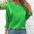 thumbnail image 5 of ZZwxWA 3/4 Length Sleeve Tunic Tops for Womens Summer 2025 Trendy Crew Neck Smocked Cuff Work Dressy Casual T Shirt Blouses, 5 of 6