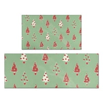 Green Christmas Tree Pattern Kitchen Rugs Sets Of 2,Anti Fatigue Kitchen Mat Rugs Non Slip Washable,Decorative Kitchen Floor Mats for Kitchen,Sink,Laundry,17"x30" 17"x47"