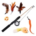 thumbnail image 1 of Juego de 7 Uds de palos para gatos retráctiles con plumas, caña de pescar, campanas, varita para gatos, juego de juguete para gatitos de interior, 1 of 8