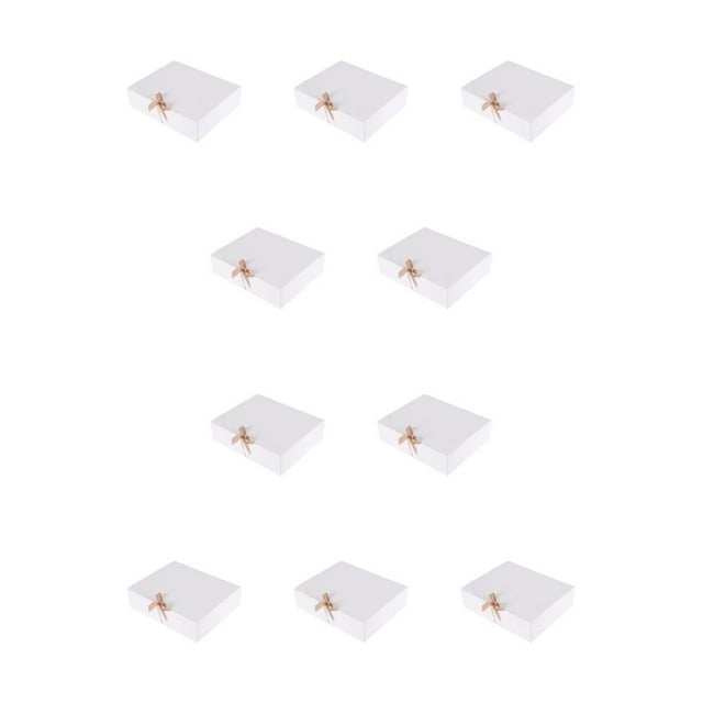 10 Pieces Paper Gift Packaging Box with Ribbon Wedding Ceremony Engagement Cookie Candy Packing Case Portable Favor Boxes White 27x20x8cm