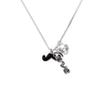 thumbnail image 2 of Delight Jewelry Silvertone Small Black Enamel Mustache - Love and Lock Charm Necklace, 18"+1", 2 of 4