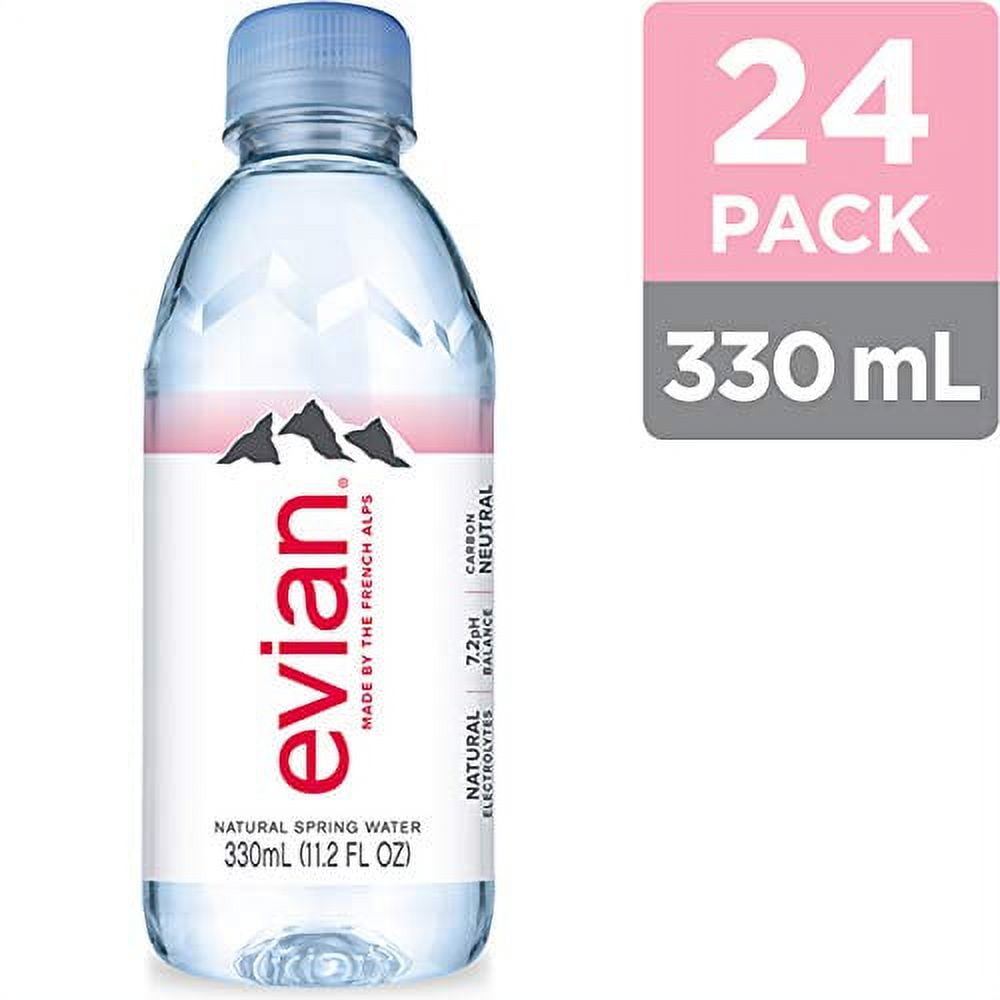 evian Natural Spring Water 330 mL/11.2 Fl Oz (Pack of 24) Mini-Bottles, Naturally Filtered Spring Water Small Water Bottles