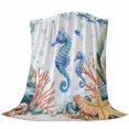 thumbnail image 6 of Seahorse Coastal Blanket Soft Cozy Warm Throw Blanket for Couch, Plush Fuzzy Flannel Fleece Blankets for Sofa, Summer Nautical Starfish Coral Ocean Bed Blankets Lightweight Gifts for Women, 40"x50", 6 of 9