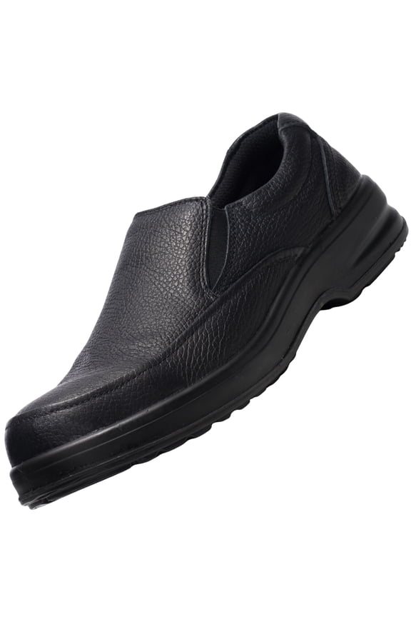 Arbete Mens Work Shoes | Slip Resistant Genuine Leather | Non Slip Loafers | All Day Comfort | Easy Slip On