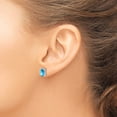 thumbnail image 3 of Auriga Fine Jewelry 925 Sterling Silver Rh-Plated Oval Blue Topaz and Diamond Post Stud Earrings for Women, 3 of 6