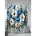 thumbnail image 5 of Fsddascl Hydrangeas Flower Shower Curtain Set - Extra Long 72" x 96" Washable Curtain with 12 Hooks, Blue White Floral Country Oil Painting Waterproof Fabric Stall Shower Curtains for Bathroom, 5 of 6