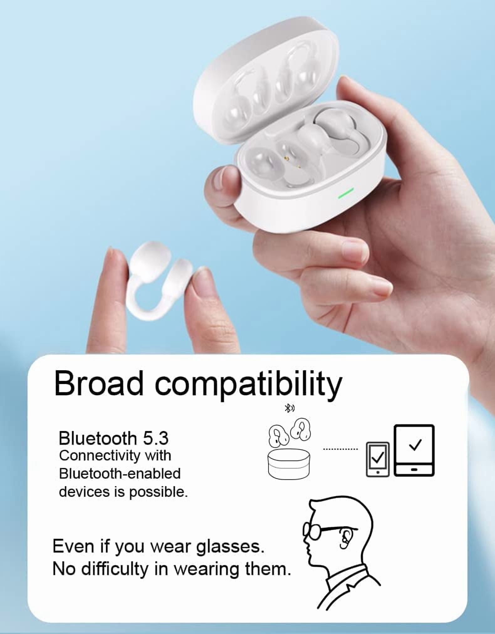 Wireless Ear-Clip TWS Earphones Compatible With Samsung Galaxy A12/A32/A42/A52 5G - Bluetooth Earbuds True Stereo Charging Case Hands-free Mic