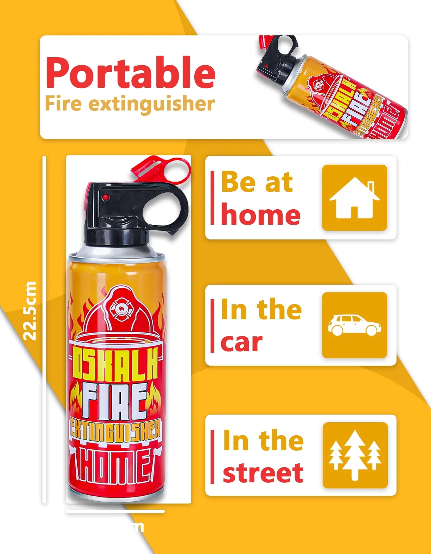 DSKALH Portable Small Fire Extinguishing Spray for Car, Home & Kitchen (Low-Residue, Easy Clean), 4 Pack