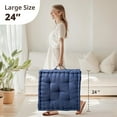 thumbnail image 3 of Regency Heights Large Tufted Floor Pillow for Seating, Square Meditation Cushion with Handle, Chenille Sitting Pillows Floor Cushion for Yoga Living Room Balcony Office Outdoor, 24" x 24" Navy, 3 of 9