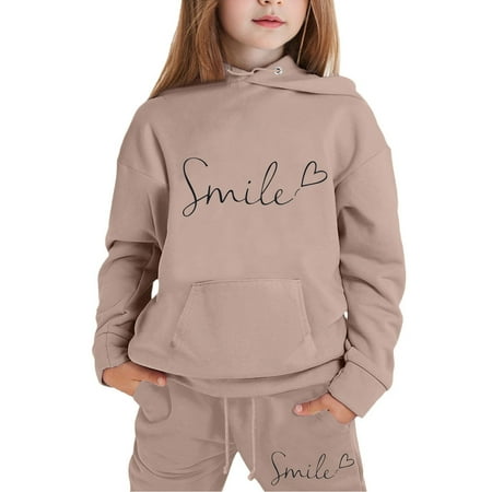 

WEAIXIMIUNG 2025 New Year Girls clothes Set - Letter Printing Girls Pullover Hoodie & Girls Loose Pants - Outfit for Toddler Girls 10 110