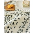 thumbnail image 2 of Xiao Hua Mantel de algodón y lino, sin lavar, estilo étnico, rectangular con borlas, ideal para comedor familiar, 140 x 198 cm (negro y blanco), 2 of 3