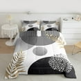 thumbnail image 2 of Homewish Dahlia Flower Leaf Full Size Comforter Sets,Abstract Geometric Circle Stripe Bedding Comforter Set,White Black Gold Bedding Sets For Adult,Luxury Bedroom Decor Reversible,3pcs, 2 of 8