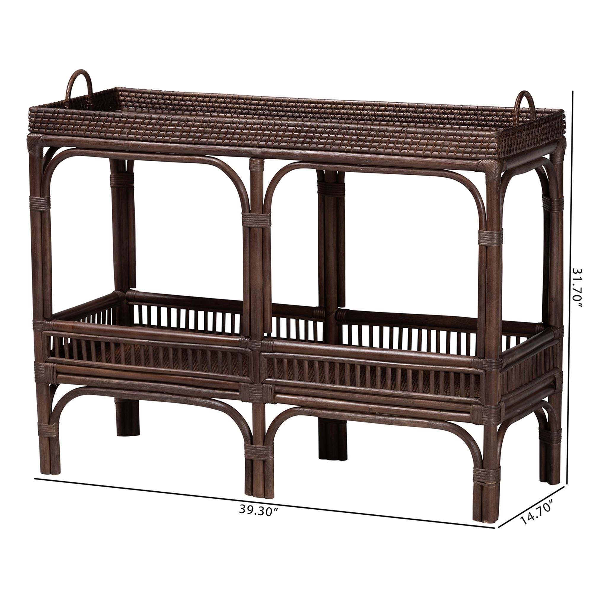 bali & pari Lombok Boho Console Table, 2-Tier, Coffee Bean