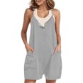 thumbnail image 5 of Wiyuqeen One Piece Jumpsuits for Women Sleeveless Button V Neck Lounge Romper Shorts Solid Baggy Adjustable Spaghetti Strap Jumper Shorts, 5 of 8