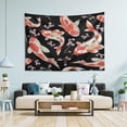 thumbnail image 5 of Ukiyoe Fish Floral Black Tapestry Wall Hanging Tapestries Happy Colorful Hippie Psychedelic Art Polyester Carpet Wall Decorative for Living Room Bedroom 60x51inch, 5 of 7
