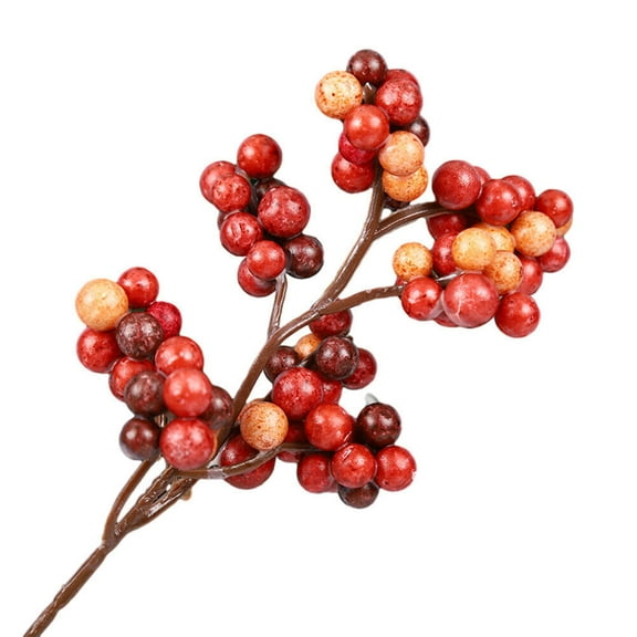 10pcs Artificial Berry Stems Christmas Berry Picks Decor Berries Branches-Orange