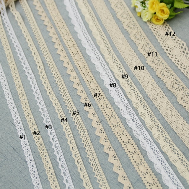 VONKY 1 Roll Lace Craft Ribbon Exquisite Cotton Stylish DIY Craft Creative Sewing Accessory Comfortable Delicate Lace Trim Type7 1Set