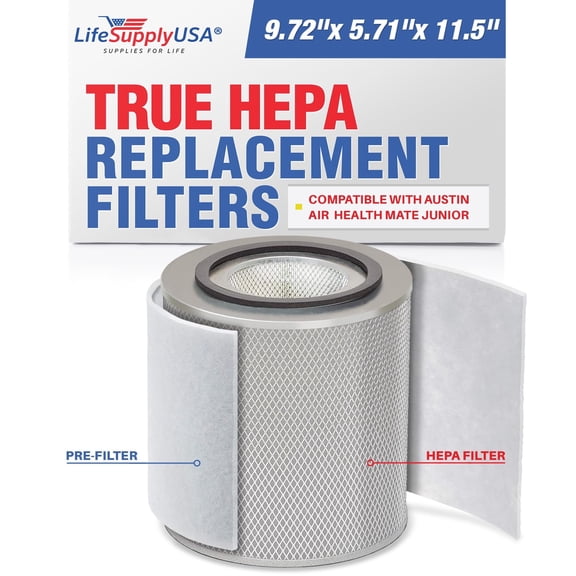 HM200 HEPA Filter Replacement Compatible with Austin Air FR200 FR250 Health Mate Junior HM 200, HM-200 HM-205 HM-250 Air Purifiers by LifeSupplyUSA