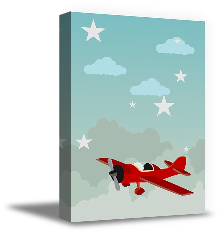 Awkward Styles Plane Canvas Wall Art Nursery Room Baby Boy Decor Decorations Ready To Hang Picture Newborn Wallpapers Made In Usa Wall Art Baby Boy Room Decor