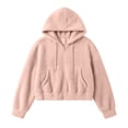 thumbnail image 4 of ZunFeo Pink Womens Oversized Cropped Fuzzy Sherpa Fleece Zip-Up Hooded Jacket,Size M, 4 of 7