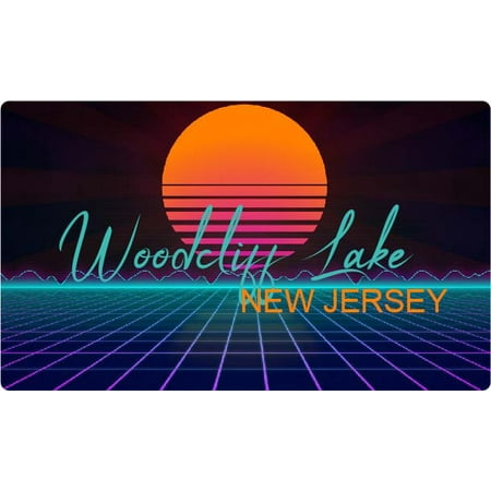 

Woodcliff Lake New Jersey 4 X 2.25-Inch Fridge Magnet Retro Neon Design