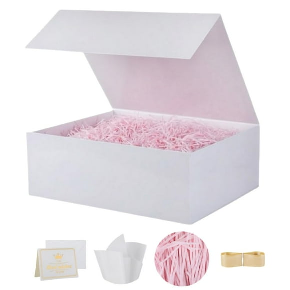 Caja de regalo grande de lujo Ouering de 34 x 30 x 12 cm con juego de cintas