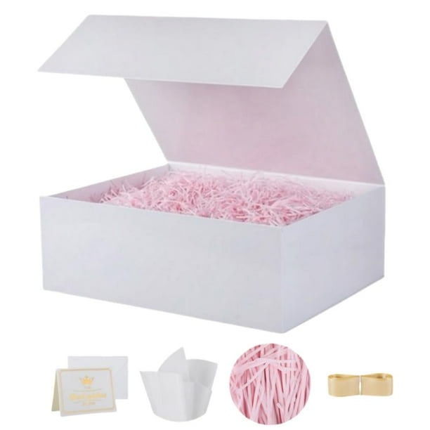 Caja de regalo grande de lujo Ouering de 34 x 30 x 12 cm con juego de cintas