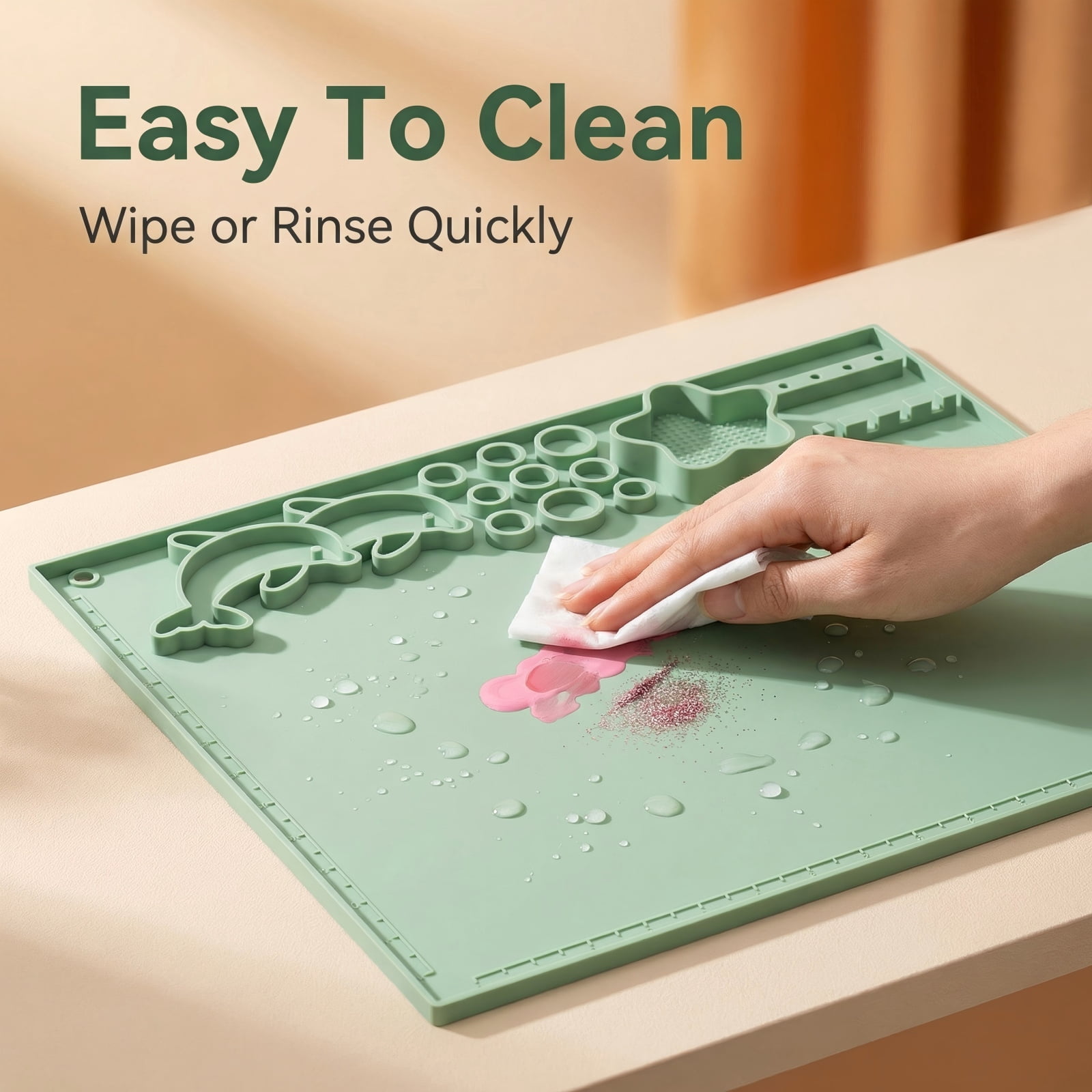 Silicone Art Mat Set, Reusable Art Mat, Includes 10 Paintbrushes and Brush Cleaner, Children's DIY Art Supplies