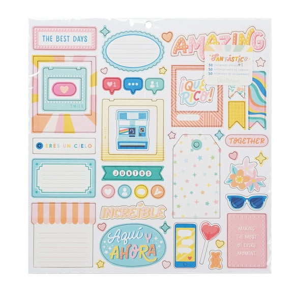 Obed Marshall Fantastico Chipboard Stickers 12"X12"-Icons & Phrase