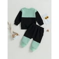 thumbnail image 4 of Loicainy Baby Toddler Boys Pants Outfits Set, 6 12 18 24 Months 2T 3T 4T 5T Contrast Color Long Sleeve Crew Neck Sweatshirt with Elastic Waist Sweatpants Infant Clothes Sets, 4 of 9