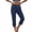 Navy, variant on JOANKDMI Linen Capri Pants for Women No Drawstring Elastic Waisted Straight Leg Comfortable Side Slit Bottoms Summer Casual Vacation Beach Trousers with Pockets